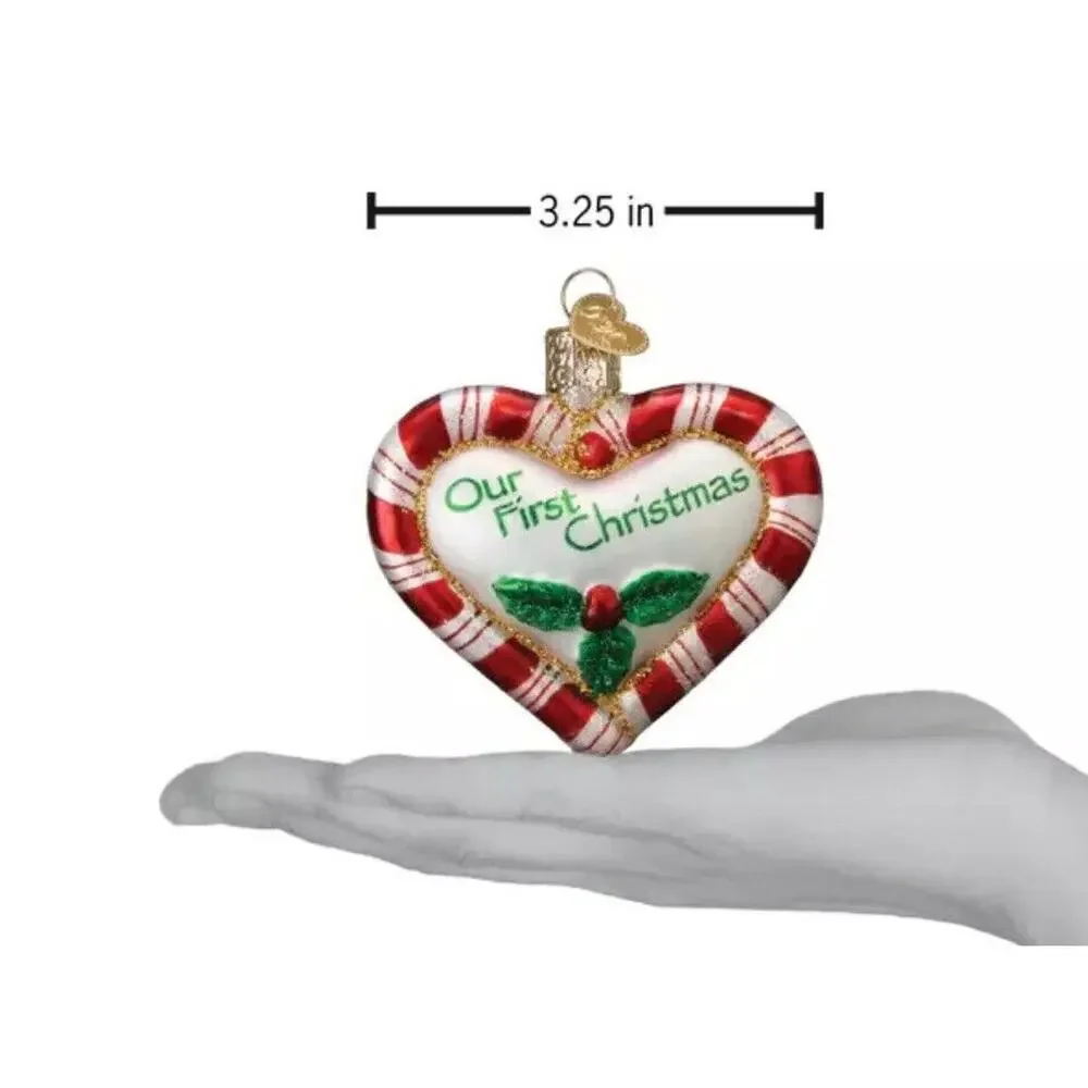 Old World Christmas Ornament-Peppermint Heart (Our First Christmas) NEW #30020‎